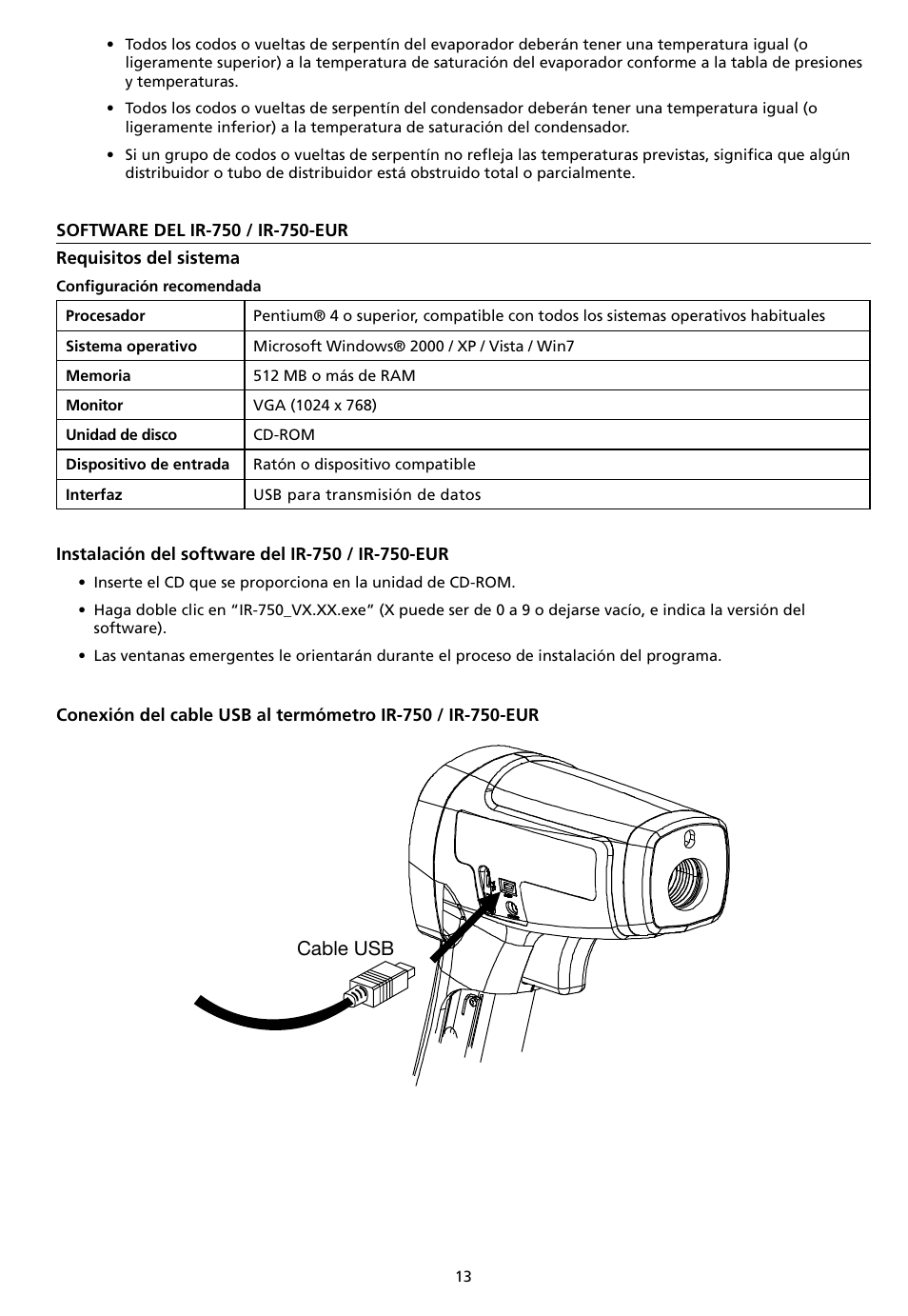 Cable usb | Amprobe IR-750 Infrared-Thermometer User Manual | Page 105 / 134