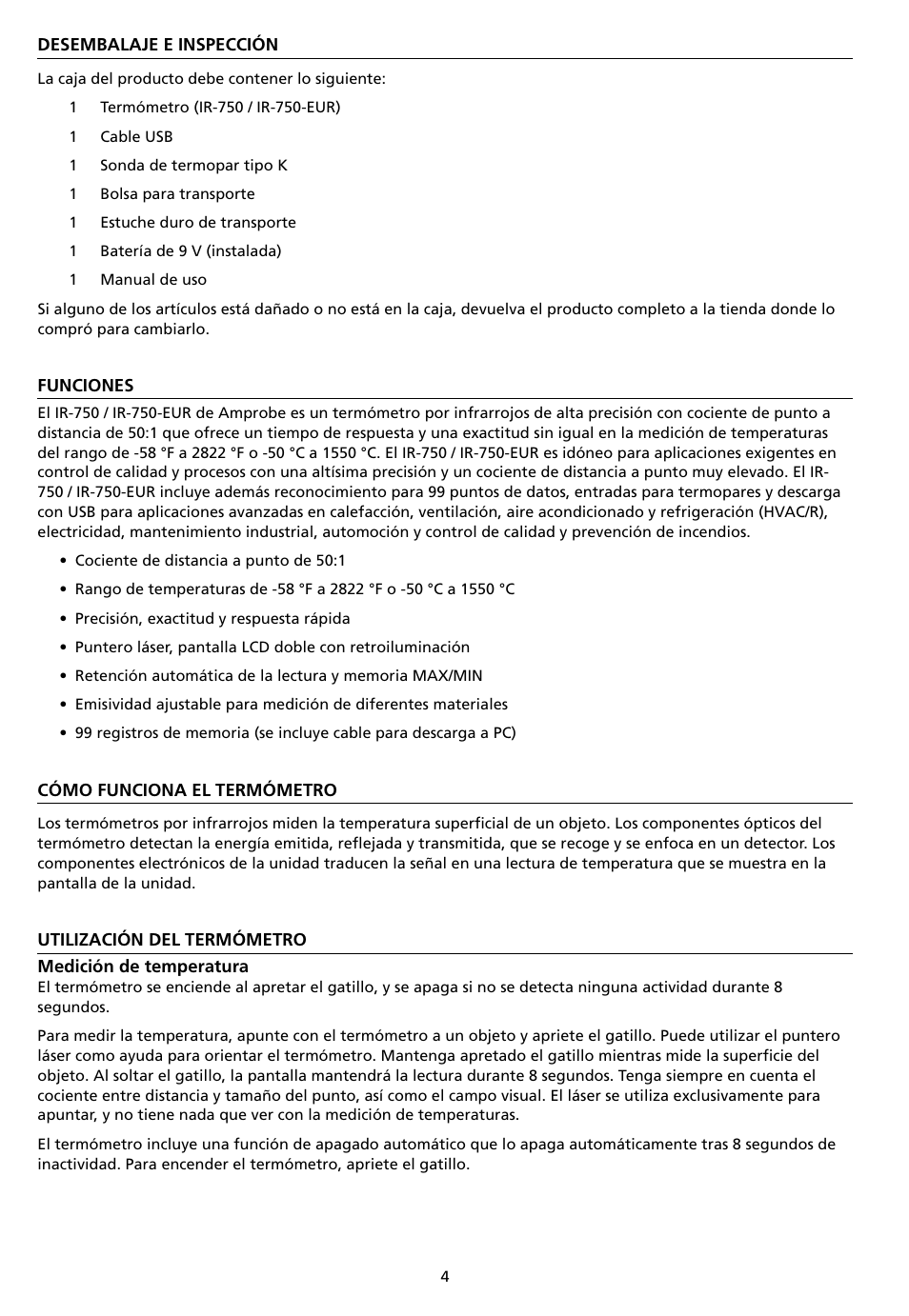 Amprobe IR-750 Infrared-Thermometer User Manual | Page 96 / 134