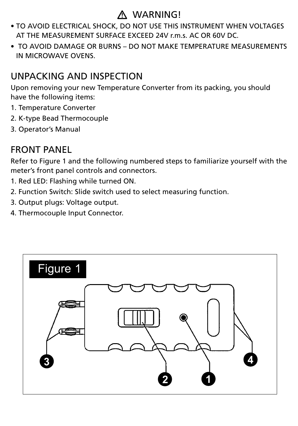 Figure 1 | Amprobe TC-253B Temperature-Converter User Manual | Page 3 / 8