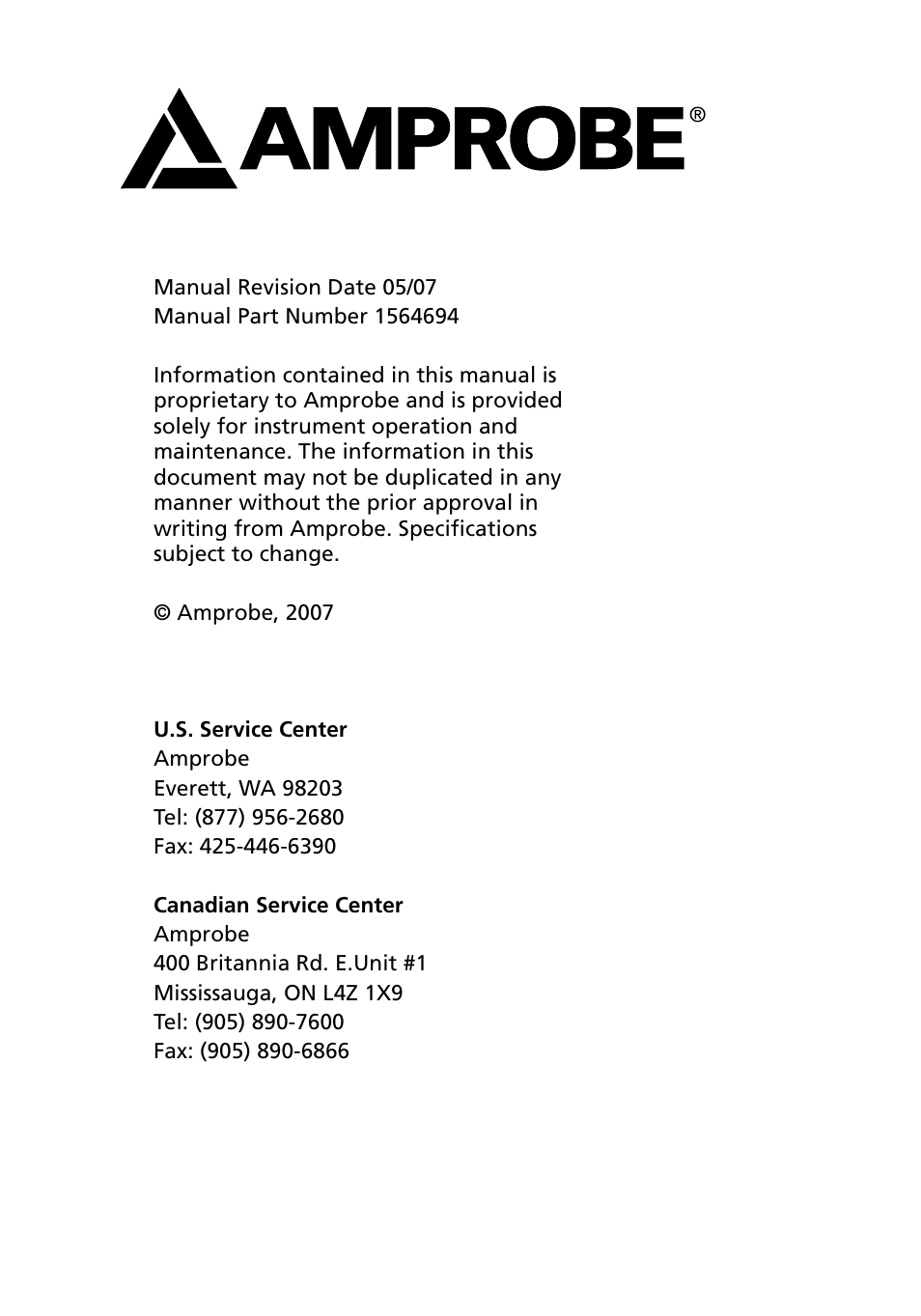 Amprobe TC-253B Temperature-Converter User Manual | Page 8 / 8