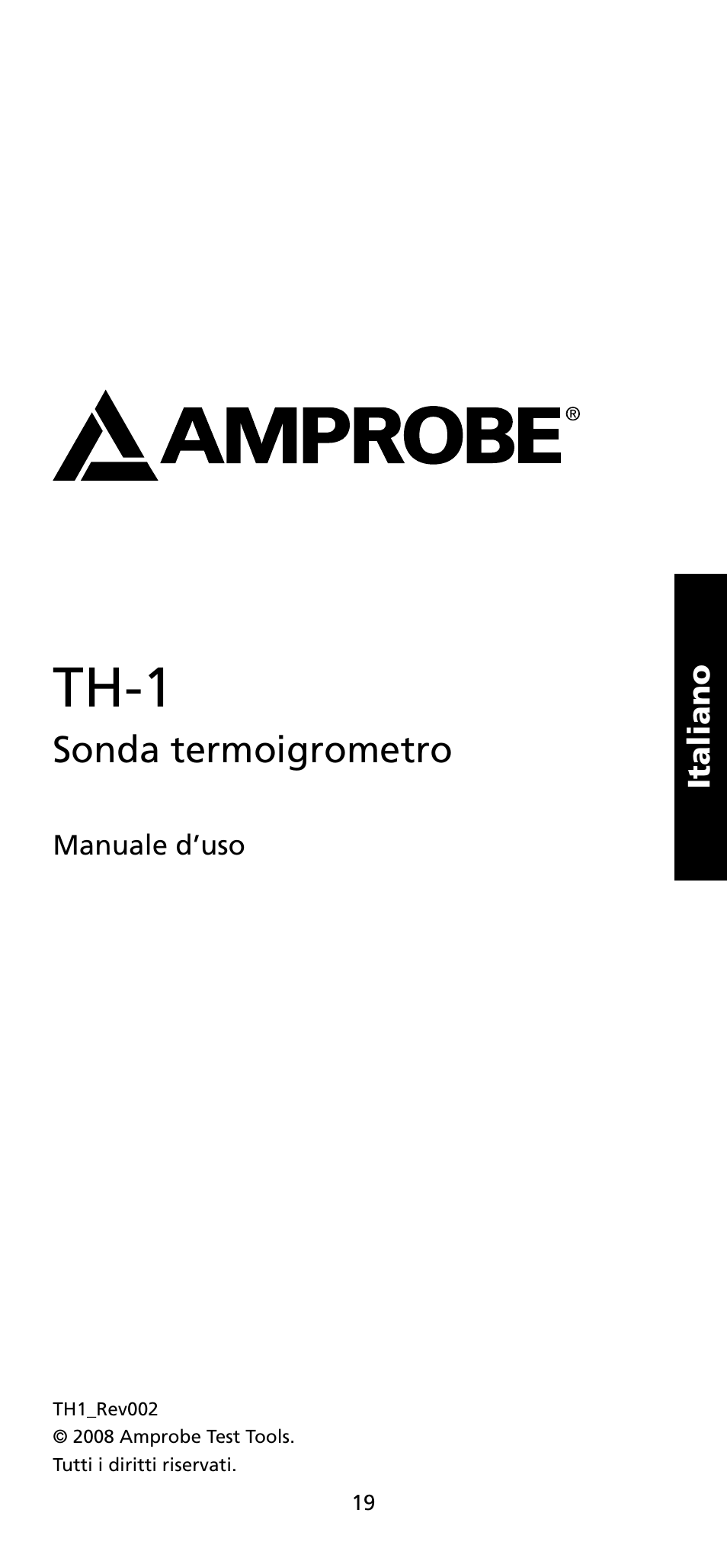 Th-1, Sonda termoigrometro | Amprobe TH-1 Relative-Humidity-Temperature-Probe-Style-Meter User Manual | Page 20 / 40