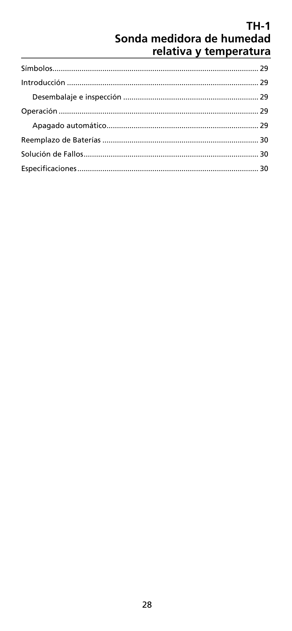 Amprobe TH-1 Relative-Humidity-Temperature-Probe-Style-Meter User Manual | Page 29 / 40