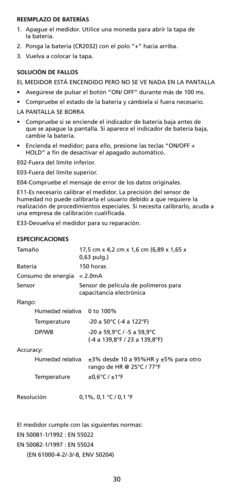 Amprobe TH-1 Relative-Humidity-Temperature-Probe-Style-Meter User Manual | Page 31 / 40