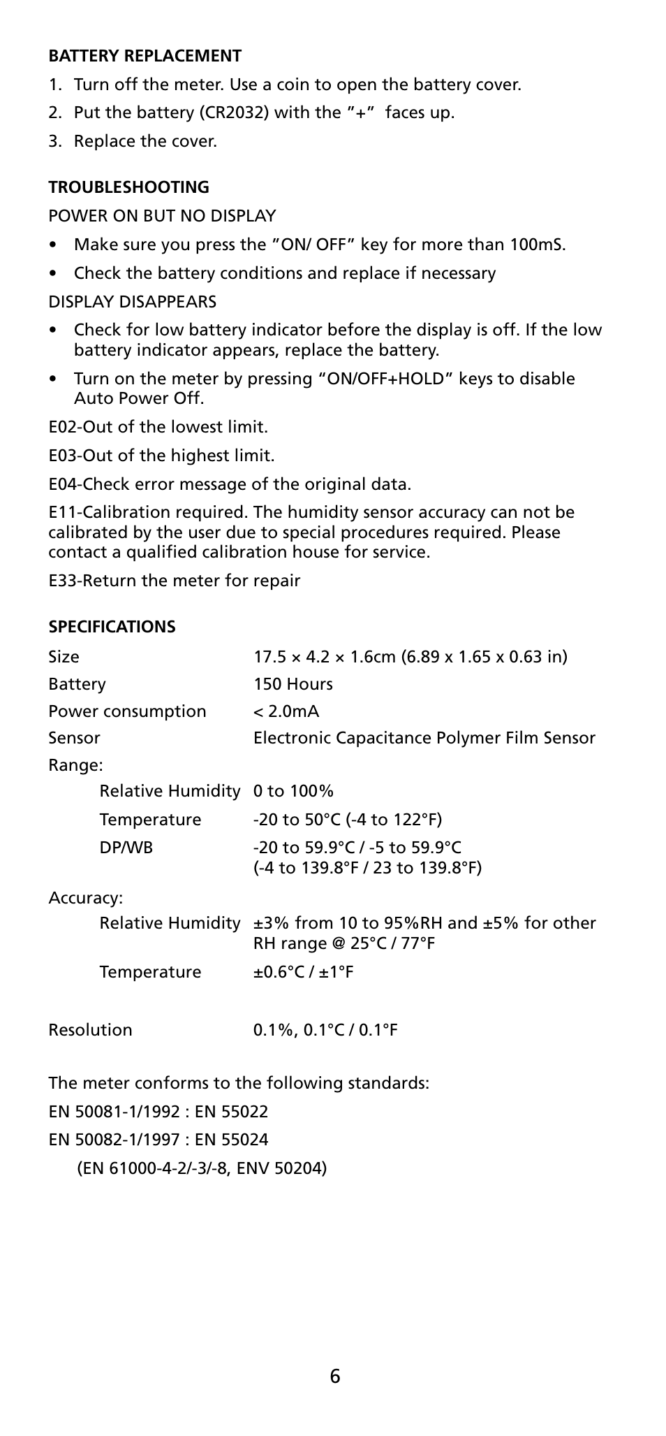Amprobe TH-1 Relative-Humidity-Temperature-Probe-Style-Meter User Manual | Page 7 / 40