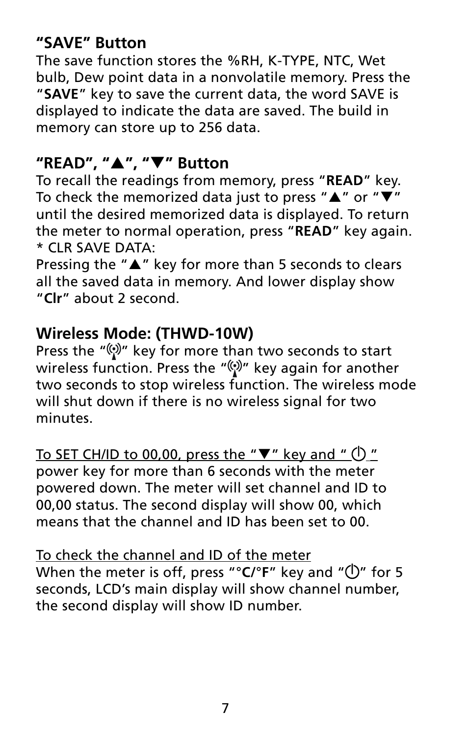 Amprobe THWD-10 THWD-10W RH-Meters User Manual | Page 14 / 20