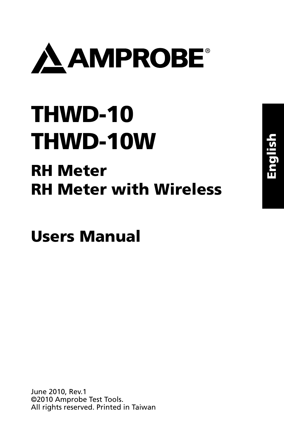 Thwd-10 thwd-10w, Rh meter rh meter with wireless users manual | Amprobe THWD-10 THWD-10W RH-Meters User Manual | Page 3 / 20