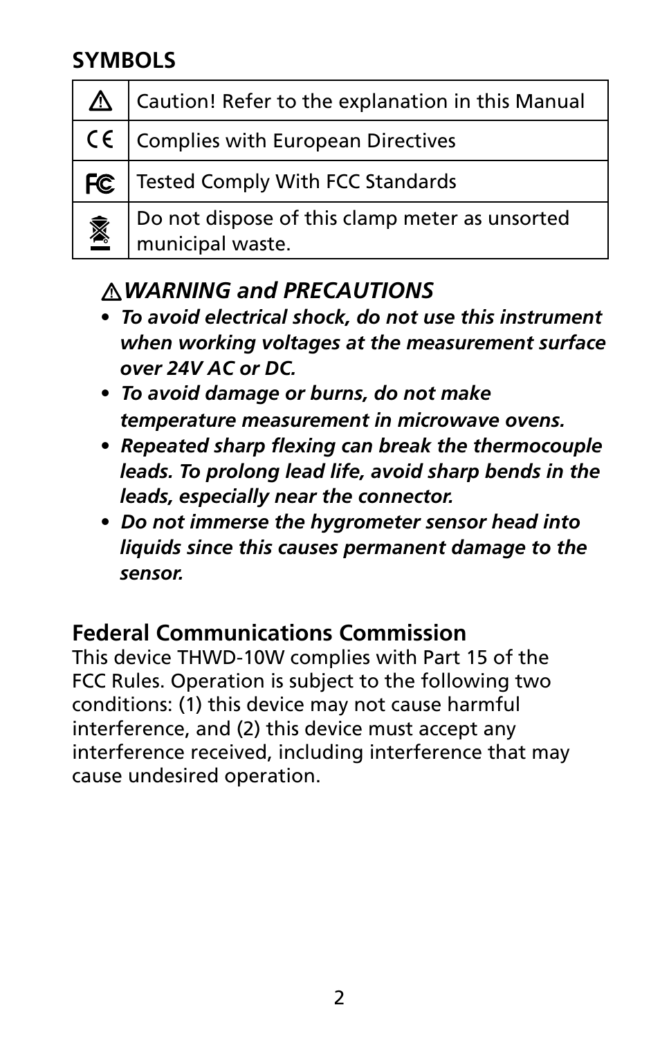 Amprobe THWD-10 THWD-10W RH-Meters User Manual | Page 9 / 20