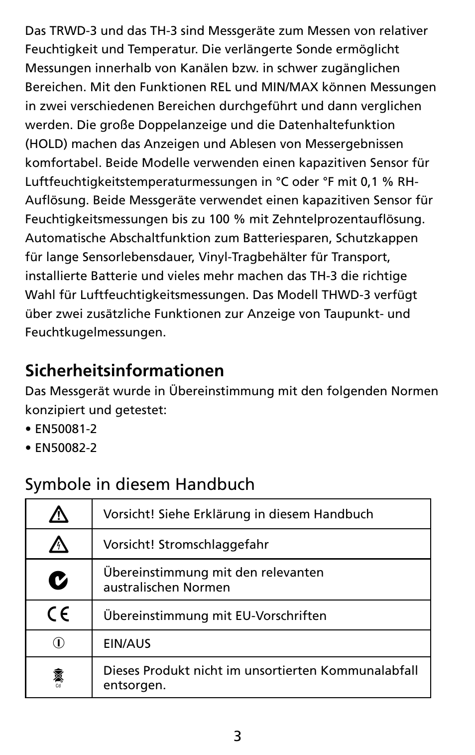 Amprobe THWD-3 TH-3 Relative-Humidity-Temperature-Meters User Manual | Page 25 / 63