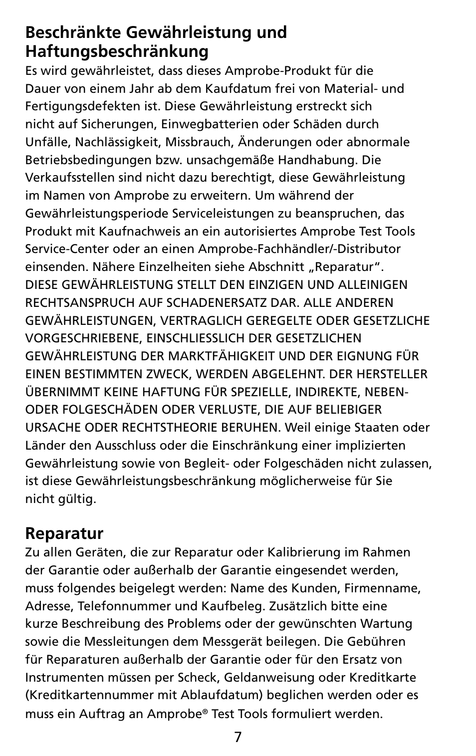 Reparatur | Amprobe THWD-3 TH-3 Relative-Humidity-Temperature-Meters User Manual | Page 29 / 63