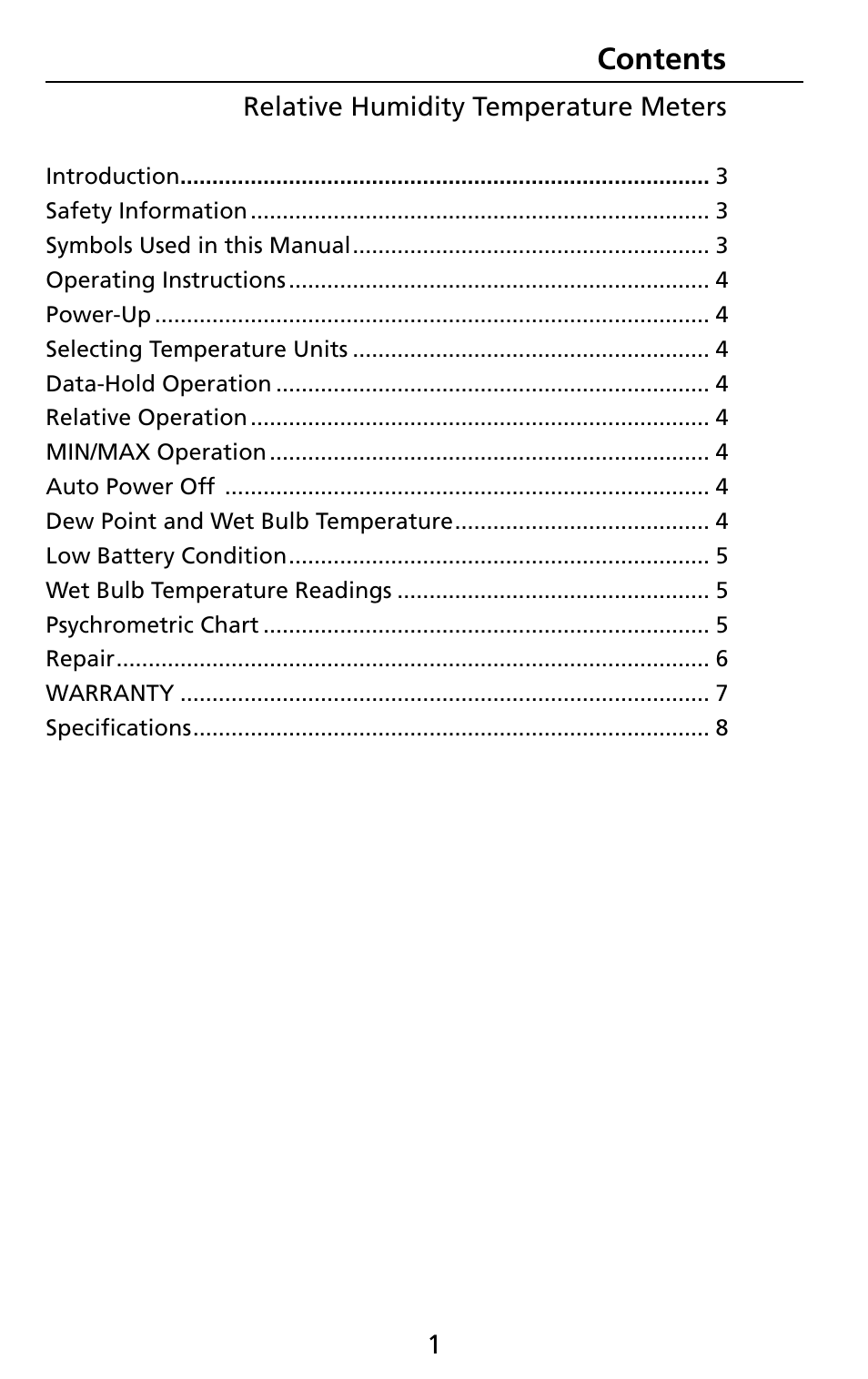 Amprobe THWD-3 TH-3 Relative-Humidity-Temperature-Meters User Manual | Page 3 / 63