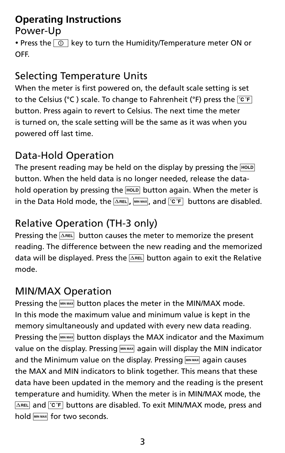 Amprobe THWD-3 TH-3 Relative-Humidity-Temperature-Meters User Manual | Page 5 / 63