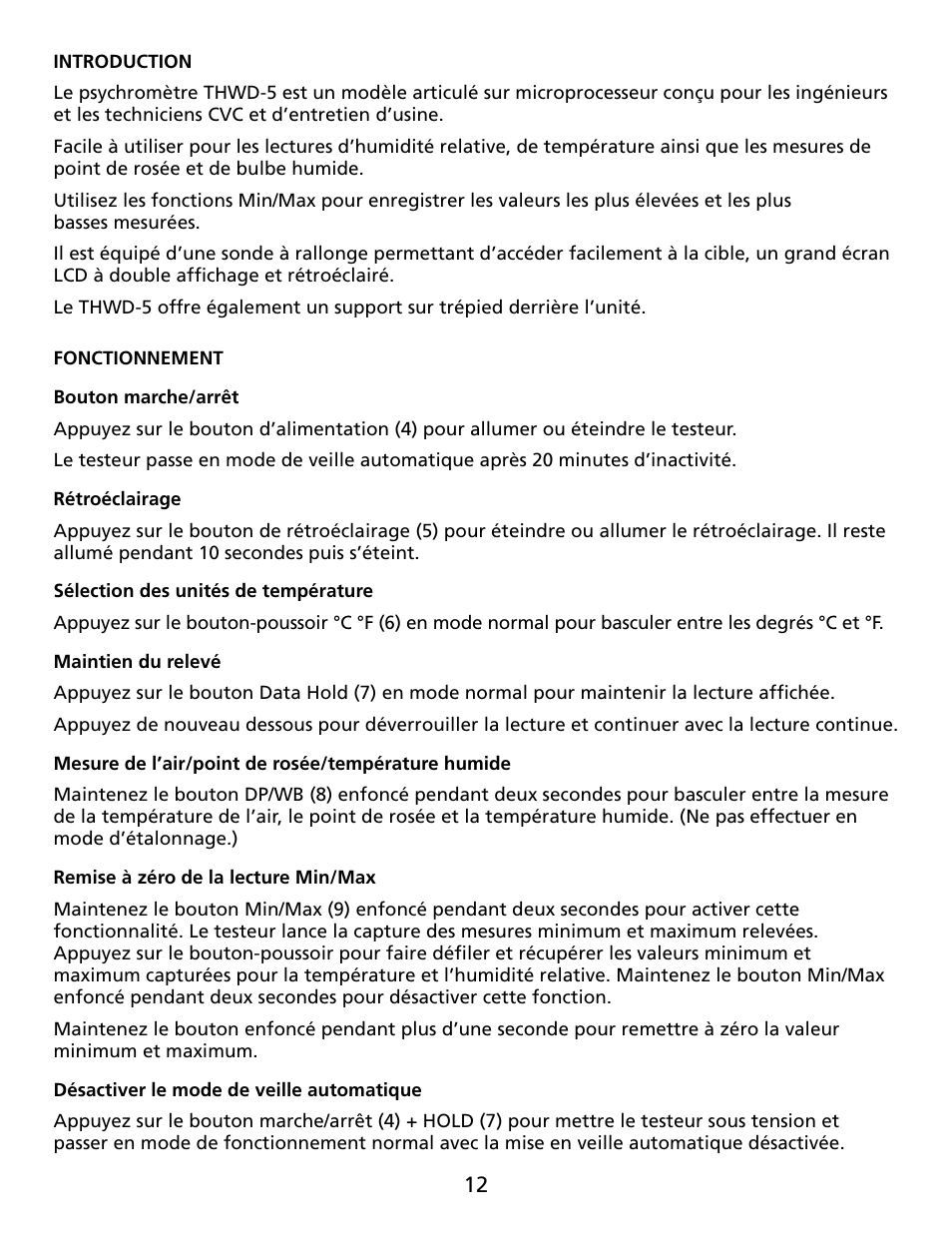 Amprobe THWD-5 Relative-Humidity-Temperature-Meter User Manual | Page 13 / 53