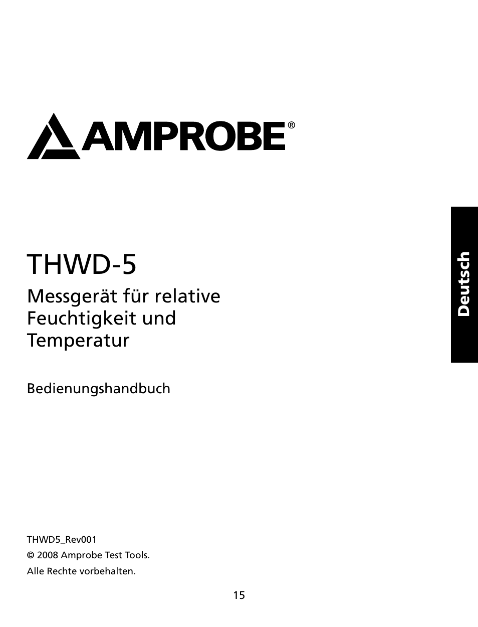 Thwd-5, Messgerät für relative feuchtigkeit und temperatur | Amprobe THWD-5 Relative-Humidity-Temperature-Meter User Manual | Page 16 / 53