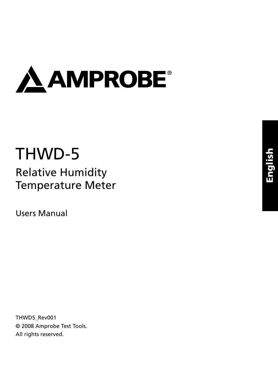 Thwd-5 | Amprobe THWD-5 Relative-Humidity-Temperature-Meter User Manual | Page 2 / 53