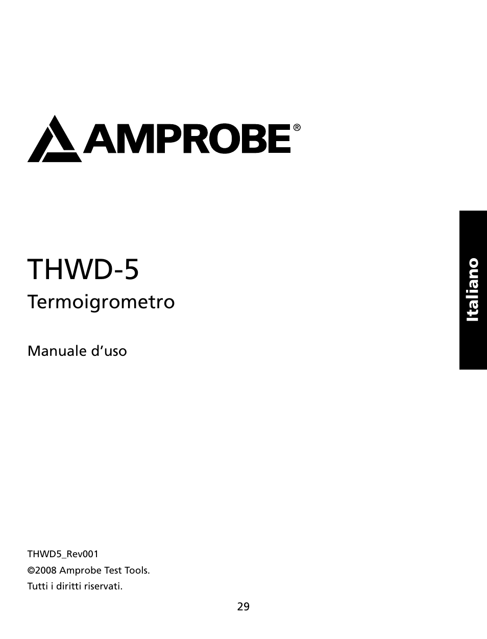 Thwd-5, Termoigrometro | Amprobe THWD-5 Relative-Humidity-Temperature-Meter User Manual | Page 30 / 53