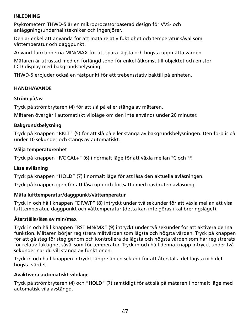 Amprobe THWD-5 Relative-Humidity-Temperature-Meter User Manual | Page 48 / 53