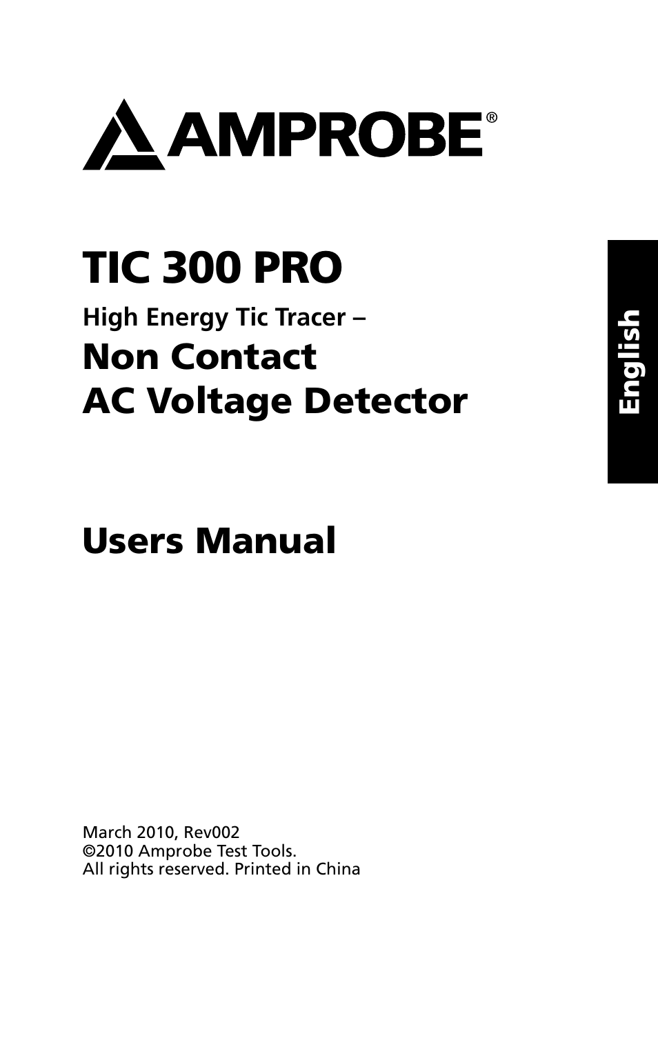 Tic 300 pro, Non contact ac voltage detector users manual | Amprobe TIC-300-PRO Non-Contact-Voltage-Detector User Manual | Page 3 / 92