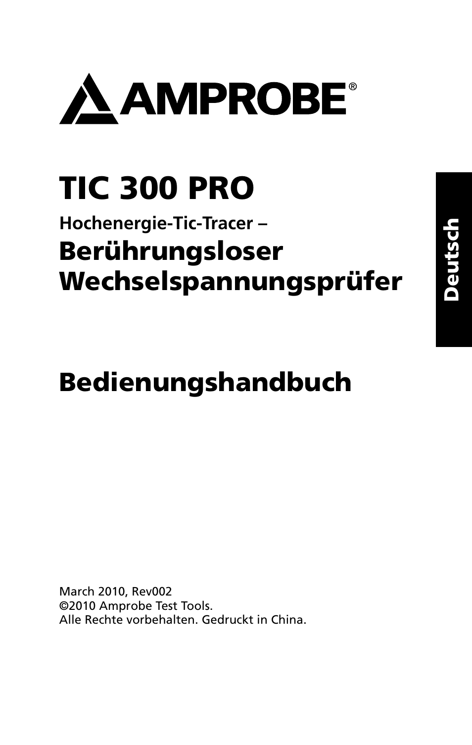 Tic 300 pro | Amprobe TIC-300-PRO Non-Contact-Voltage-Detector User Manual | Page 39 / 92