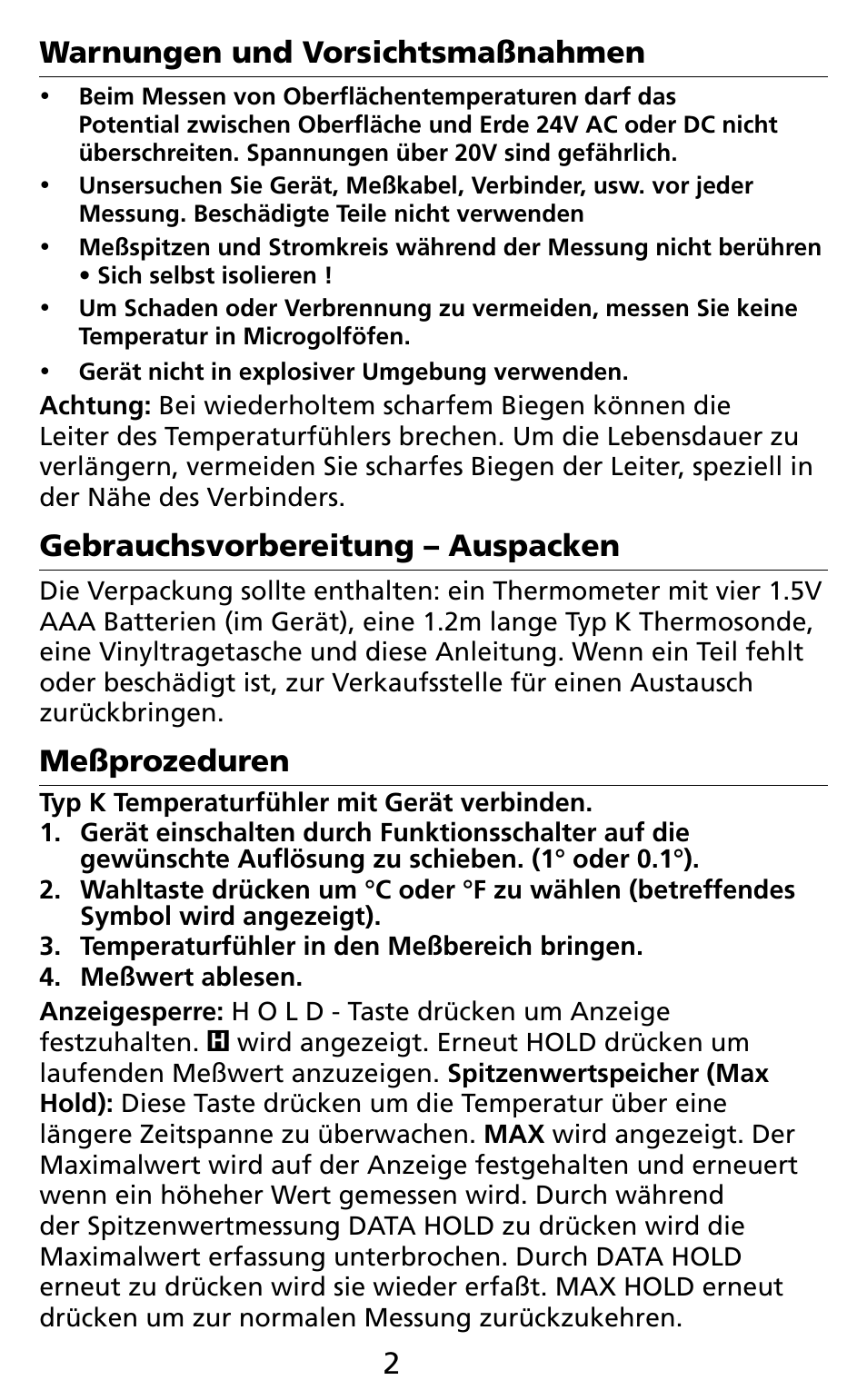 Amprobe TM45A Digital-Thermometer User Manual | Page 14 / 35