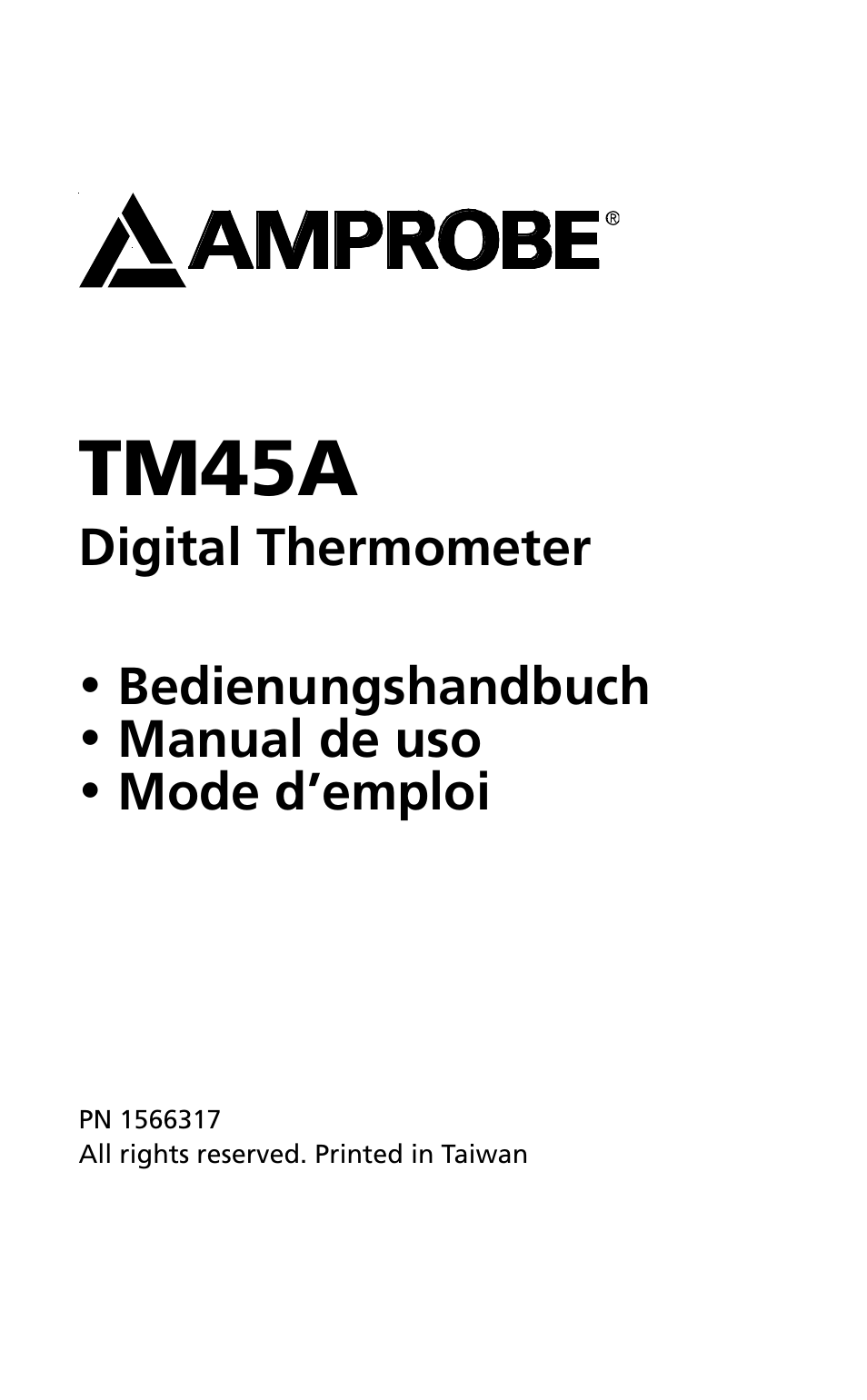 Tm45a | Amprobe TM45A Digital-Thermometer User Manual | Page 4 / 35