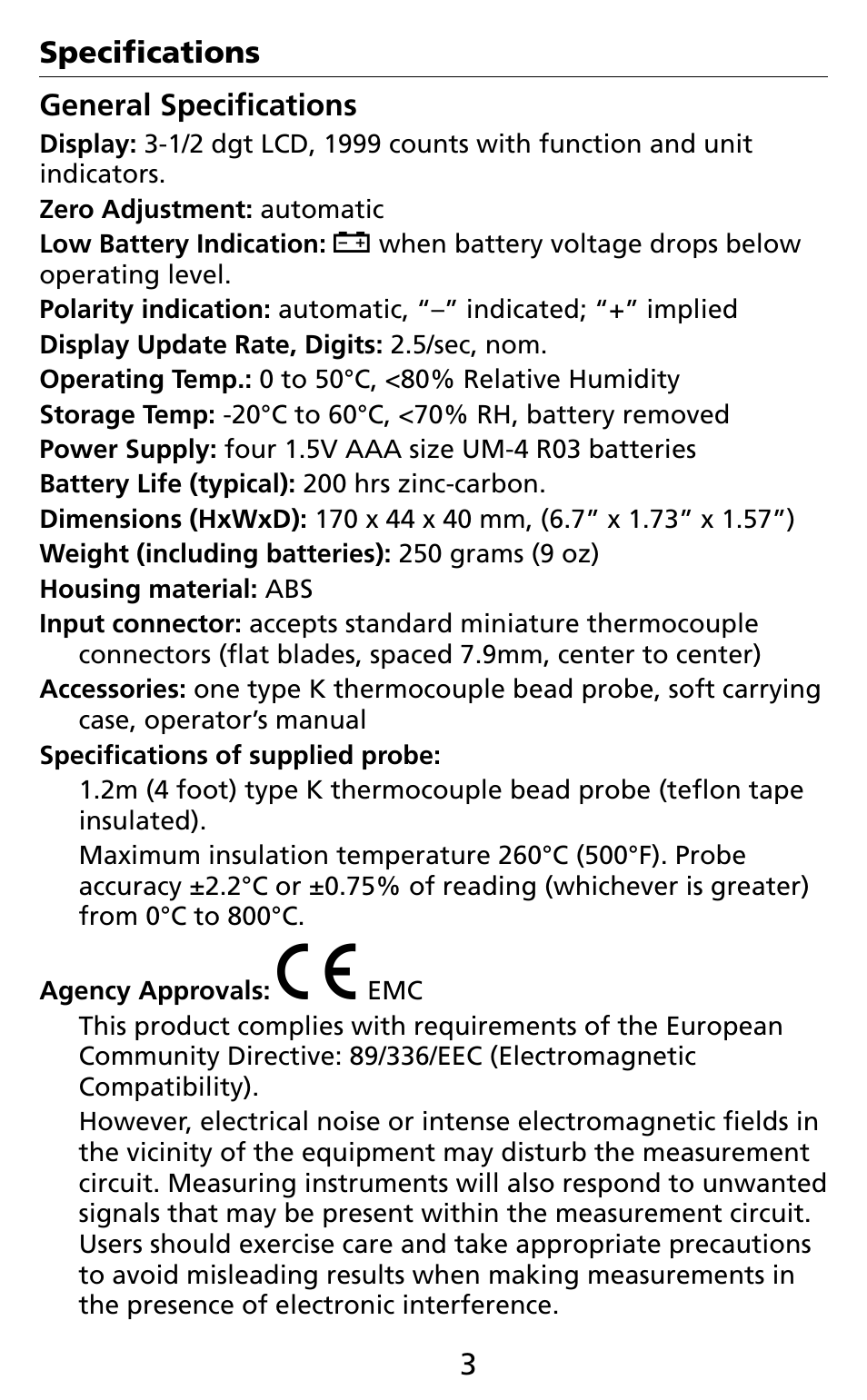 Amprobe TM45A Digital-Thermometer User Manual | Page 7 / 35