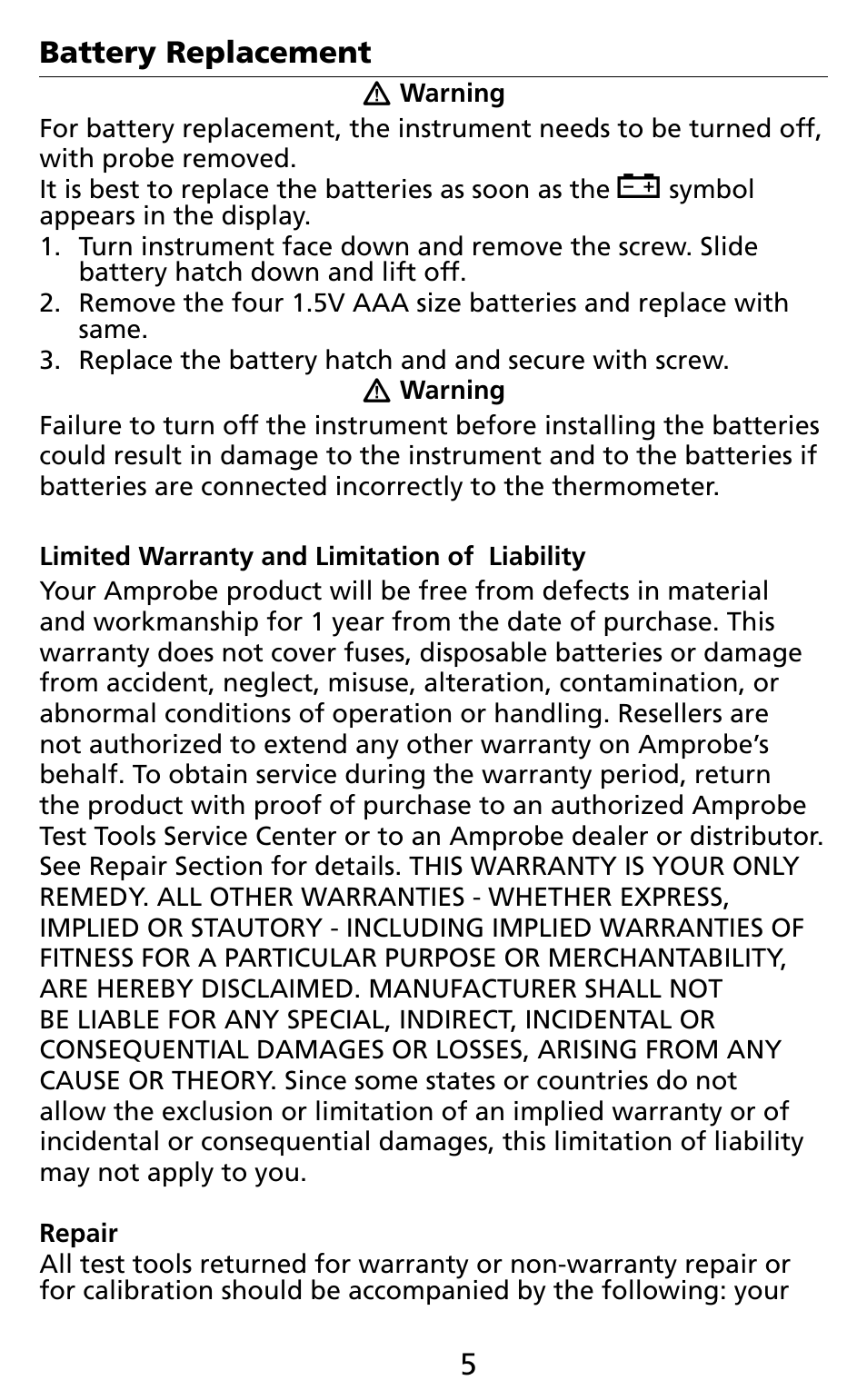 Amprobe TM45A Digital-Thermometer User Manual | Page 9 / 35