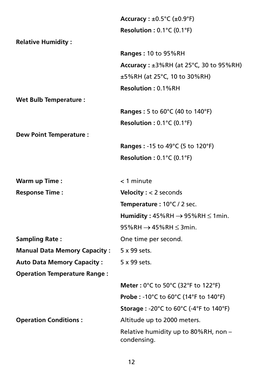 Amprobe TMA-21HW Hot-Wire-Anemometer User Manual | Page 24 / 28