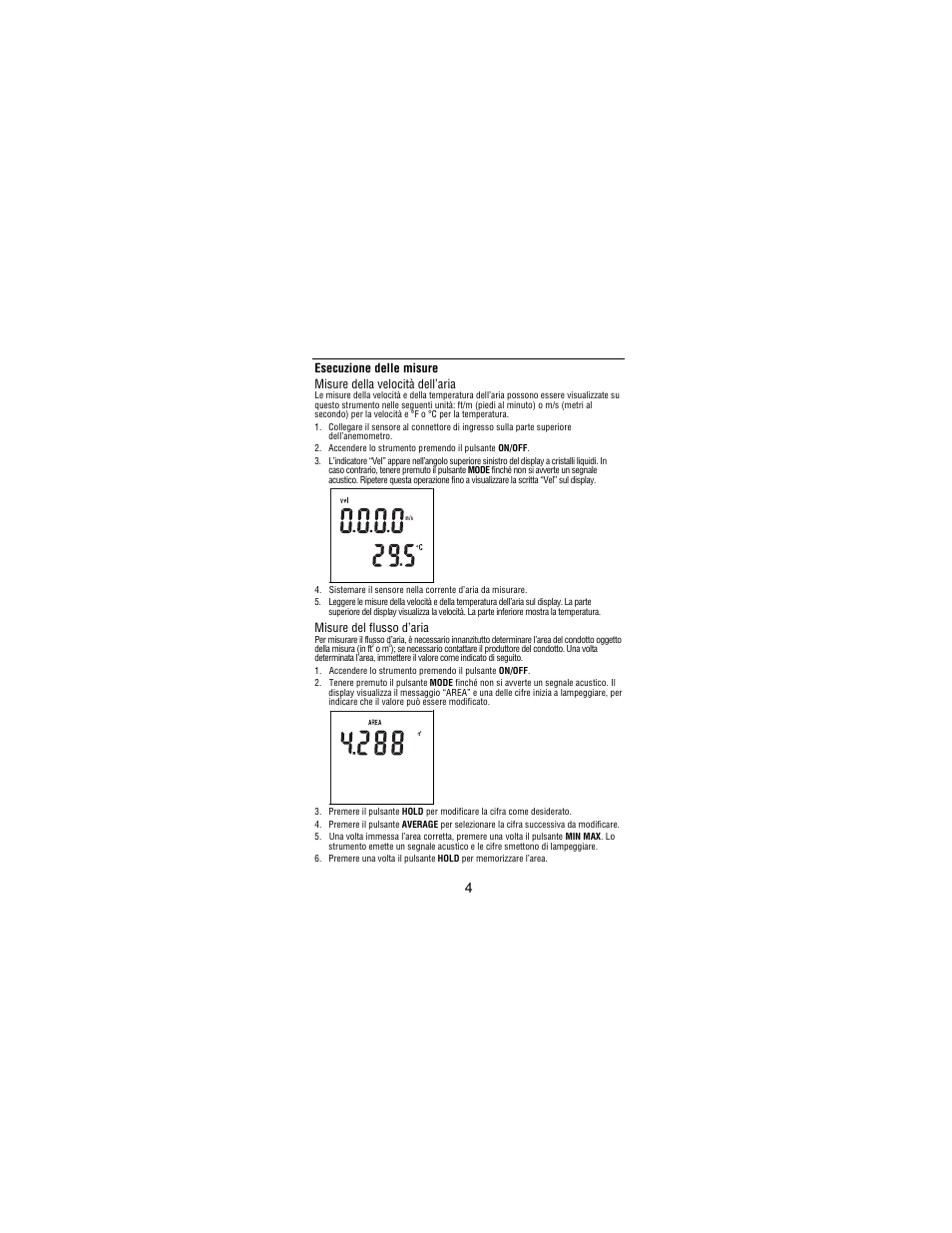 Misure del flusso d’aria | Amprobe TMA10A Anemometer User Manual | Page 45 / 63