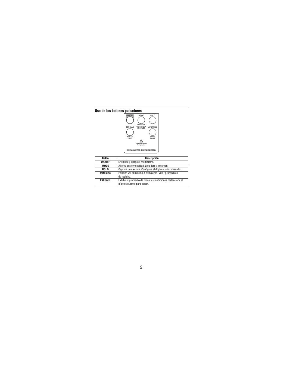 Uso de los botones pulsadores | Amprobe TMA10A Anemometer User Manual | Page 55 / 63
