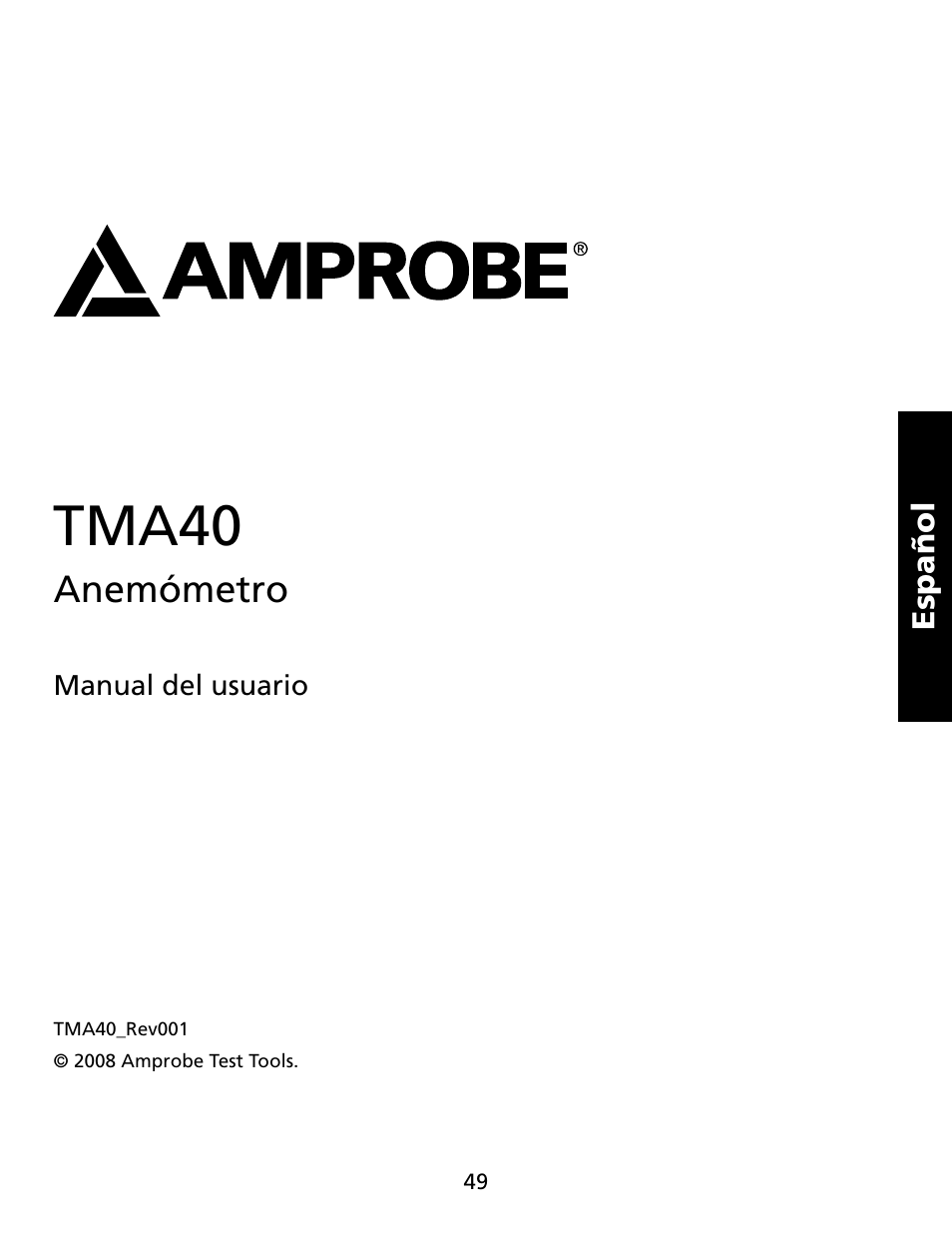 Tma40, Anemómetro | Amprobe TMA40 Airflow-Anemometer User Manual | Page 50 / 74