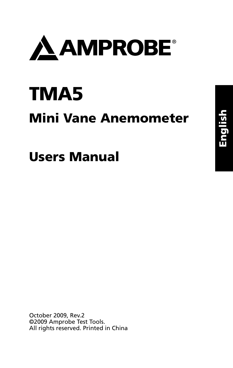 Tma5, Mini vane anemometer users manual | Amprobe TMA5 Mini-Vane-Anemometer User Manual | Page 3 / 72