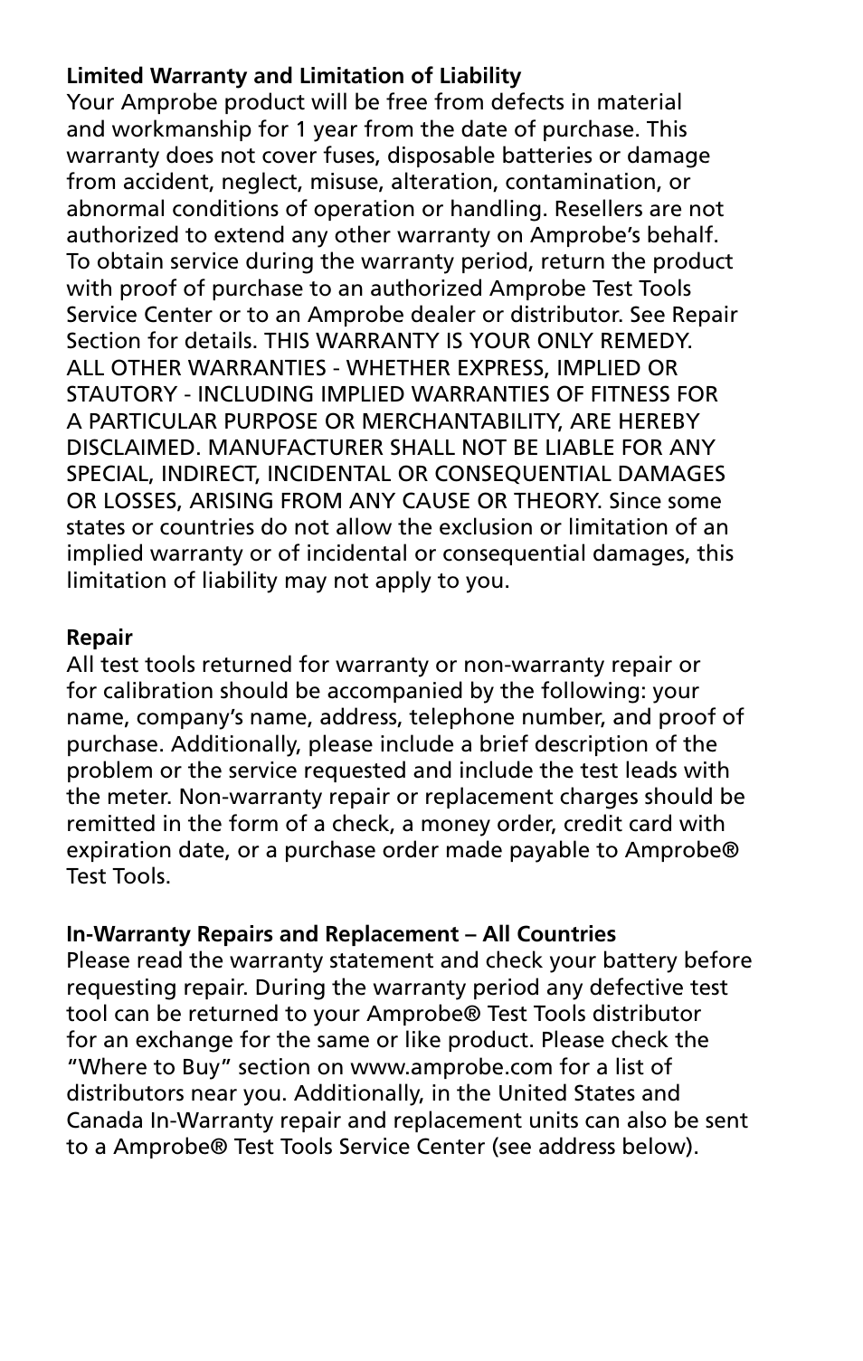 Amprobe TMA5 Mini-Vane-Anemometer User Manual | Page 4 / 72