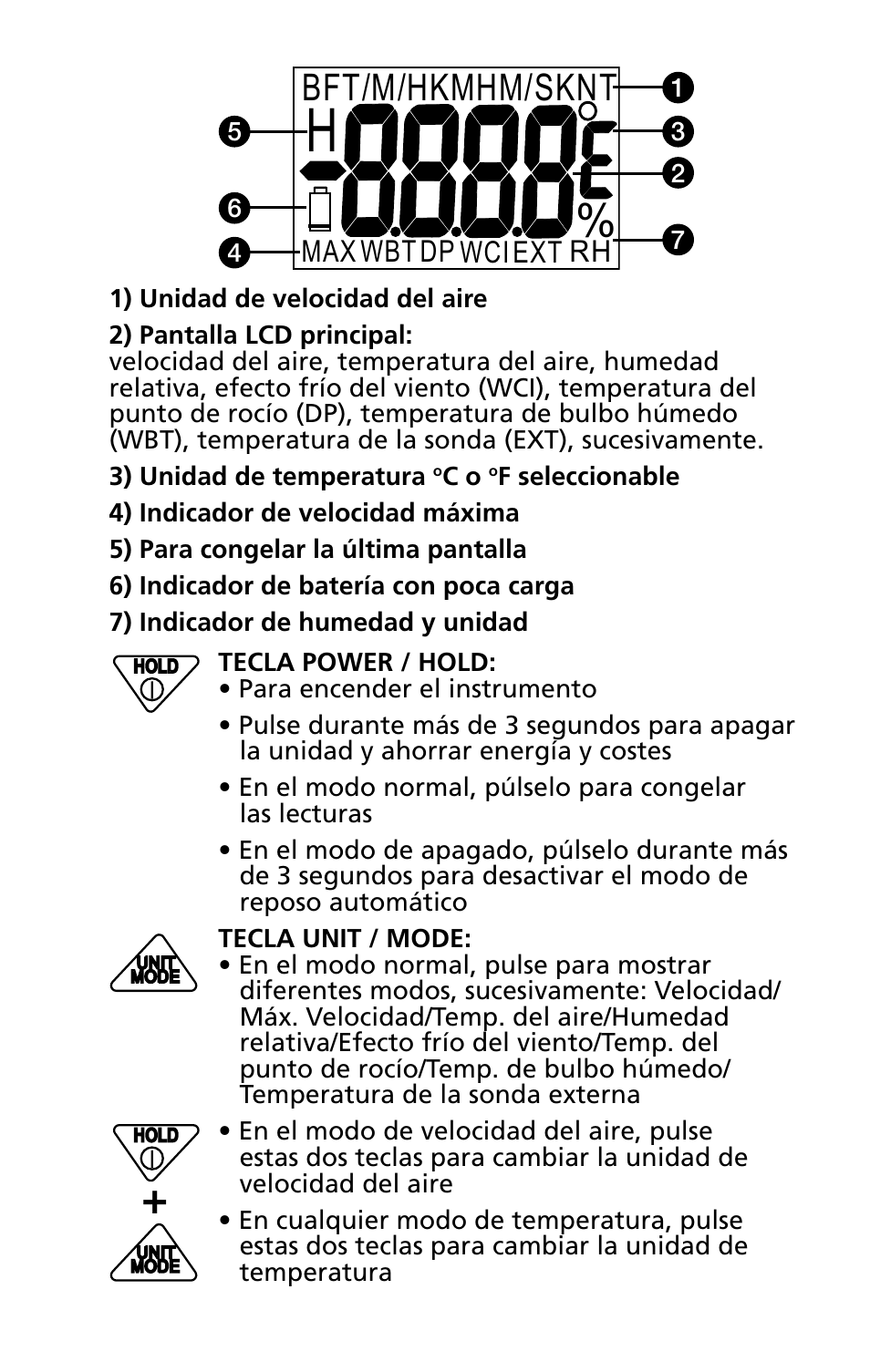 Bft/m/hkmhm/sknt | Amprobe TMA5 Mini-Vane-Anemometer User Manual | Page 63 / 72