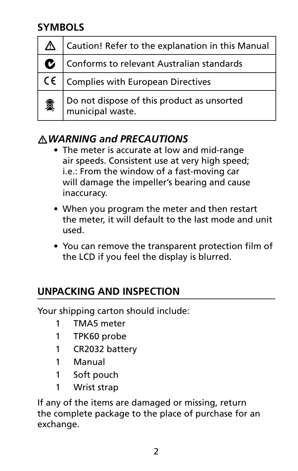 Amprobe TMA5 Mini-Vane-Anemometer User Manual | Page 9 / 72
