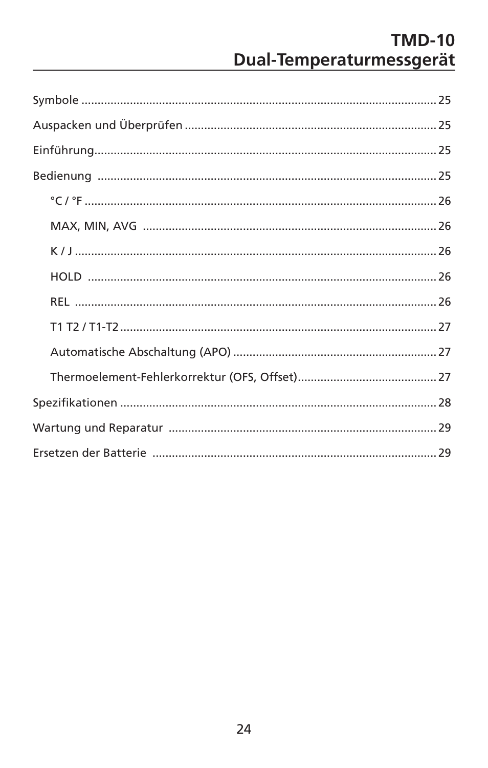 Tmd-10 dual-temperaturmessgerät | Amprobe TMD-10 Dual-Temperature-Meter User Manual | Page 25 / 62