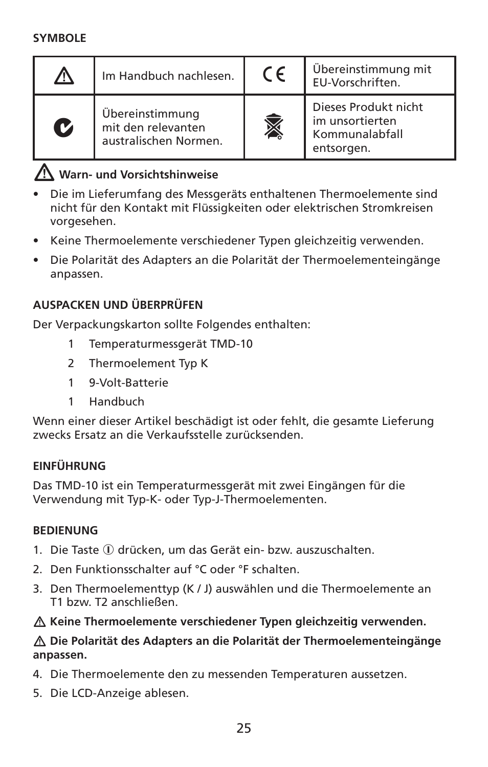 Amprobe TMD-10 Dual-Temperature-Meter User Manual | Page 26 / 62
