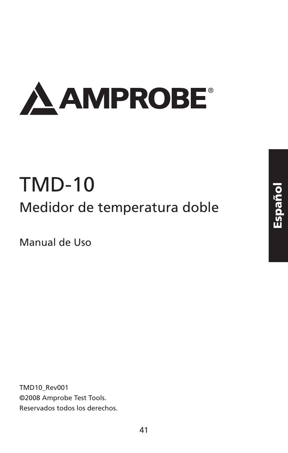 Tmd-10, Medidor de temperatura doble | Amprobe TMD-10 Dual-Temperature-Meter User Manual | Page 42 / 62