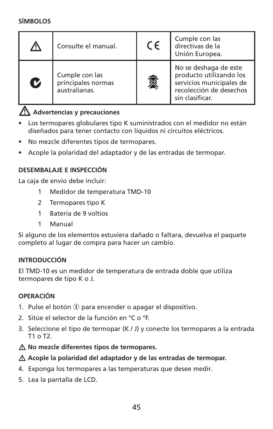 Amprobe TMD-10 Dual-Temperature-Meter User Manual | Page 46 / 62