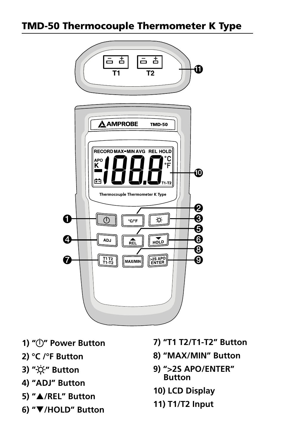 Amprobe TMD-50 Thermocouple-Thermometer User Manual | Page 6 / 16