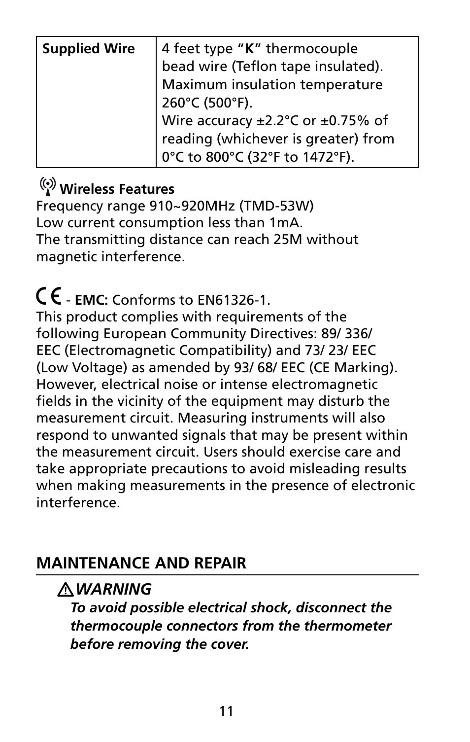 Amprobe TMD-53 Thermocouple-Thermometer User Manual | Page 18 / 20