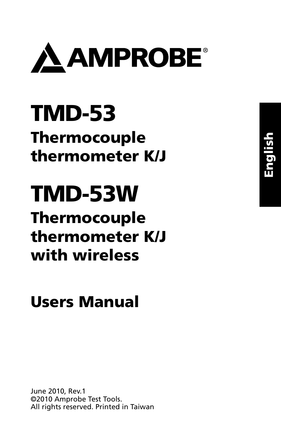 Tmd-53, Tmd-53w, Thermocouple thermometer k/j | Amprobe TMD-53 Thermocouple-Thermometer User Manual | Page 3 / 20