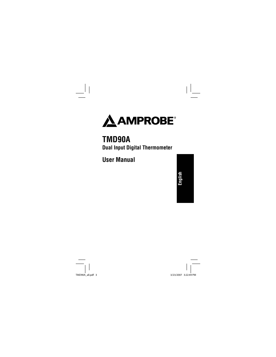 Tmd90a, User manual | Amprobe TMD90A Dual-Input-Digital-Thermometer User Manual | Page 4 / 81