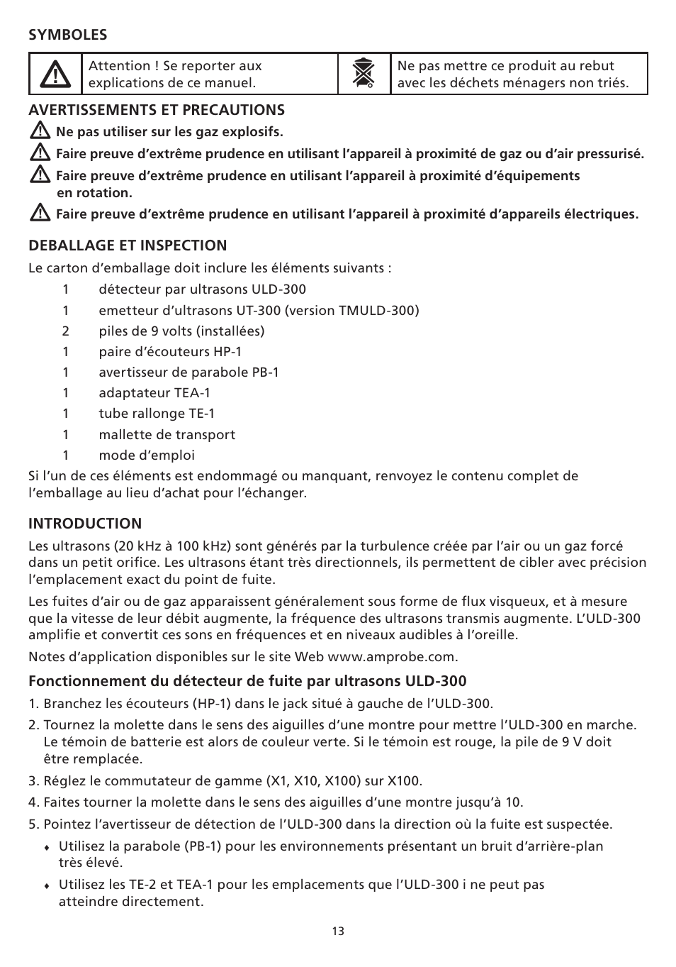 Amprobe TMULD-300 ULD-300 Ultrasonic-Leak-Detectors User Manual | Page 14 / 50