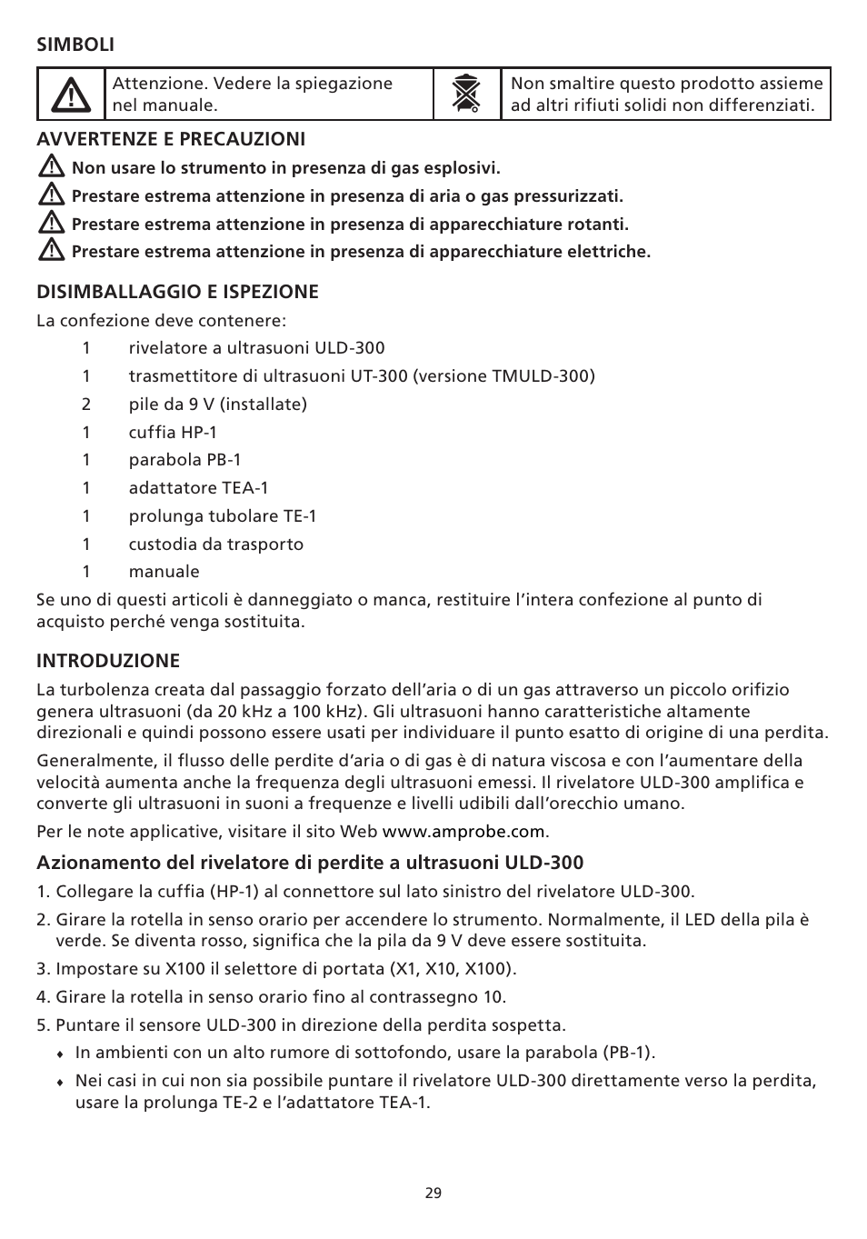 Amprobe TMULD-300 ULD-300 Ultrasonic-Leak-Detectors User Manual | Page 30 / 50