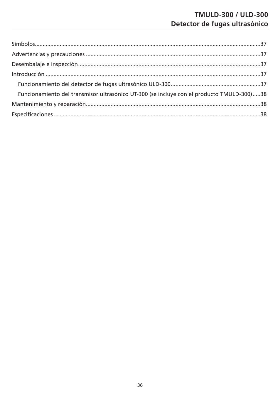 Amprobe TMULD-300 ULD-300 Ultrasonic-Leak-Detectors User Manual | Page 37 / 50