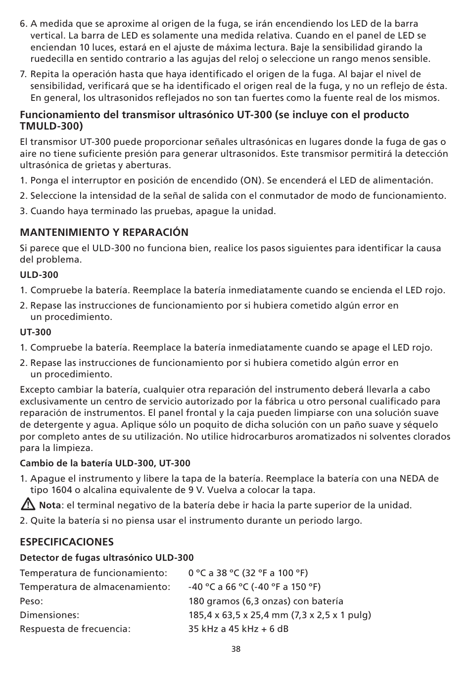 Amprobe TMULD-300 ULD-300 Ultrasonic-Leak-Detectors User Manual | Page 39 / 50