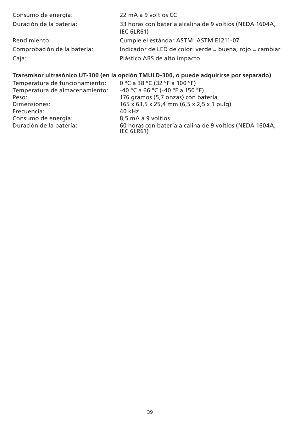 Amprobe TMULD-300 ULD-300 Ultrasonic-Leak-Detectors User Manual | Page 40 / 50