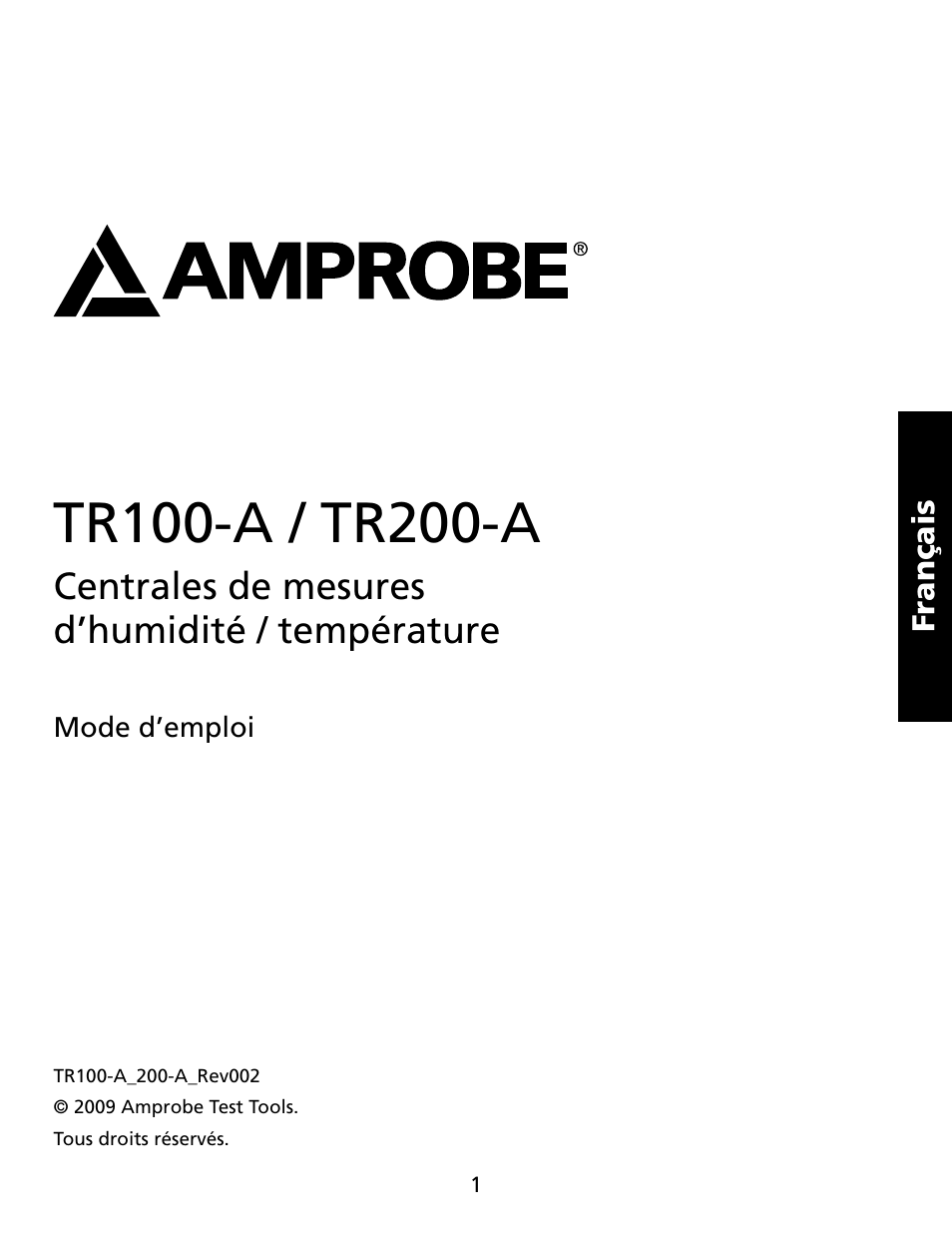 Centrales de mesures d’humidité / température | Amprobe TR100-A TR200-A Temperature-Humidity-Data-Loggers User Manual | Page 12 / 62