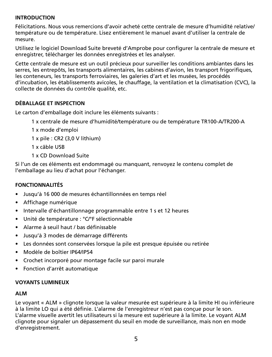 Amprobe TR100-A TR200-A Temperature-Humidity-Data-Loggers User Manual | Page 16 / 62
