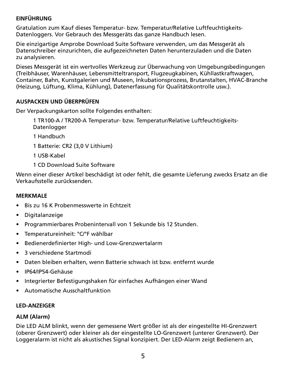 Amprobe TR100-A TR200-A Temperature-Humidity-Data-Loggers User Manual | Page 26 / 62